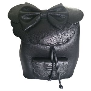 Loungefly Disney Minnie Mouse Pebble Textured Black Mini Backpack NEW
